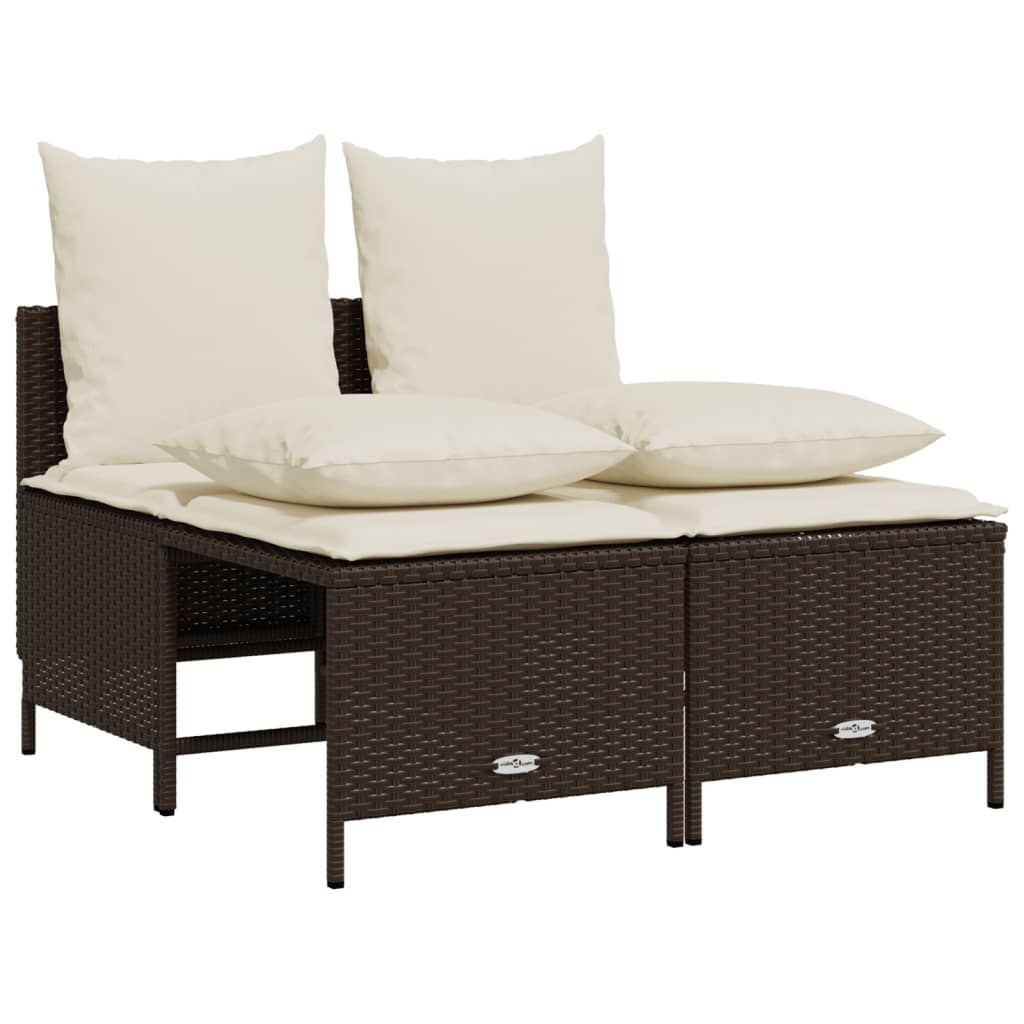 Salon de jardin 4 pcs avec coussins marron résine tressée - XIOS