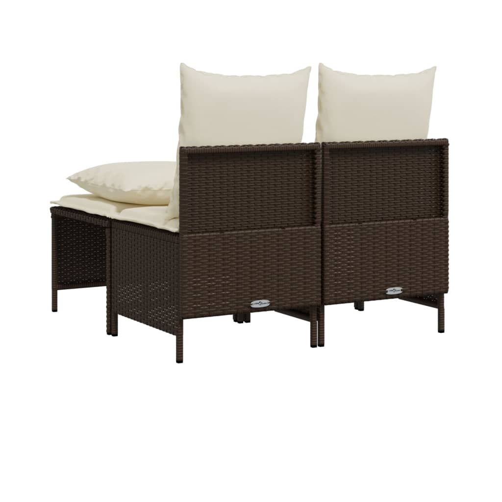 Salon de jardin 4 pcs avec coussins marron résine tressée - XIOS