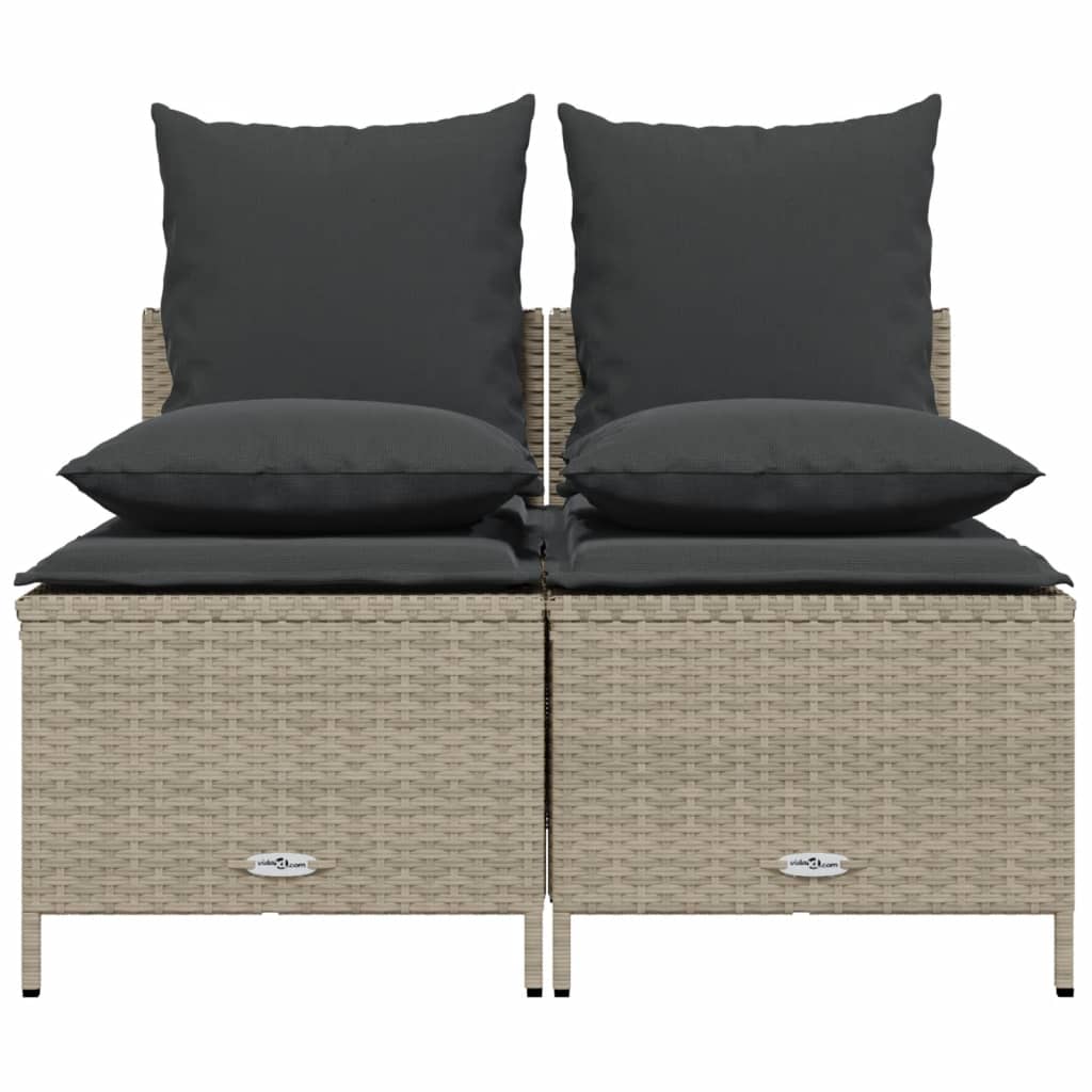 Salon de jardin 4 pcs avec coussins gris clair résine tressée - XIOS