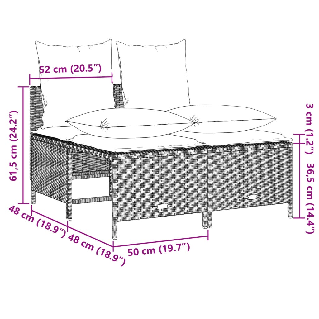 Salon de jardin 4 pcs avec coussins gris clair résine tressée - XIOS