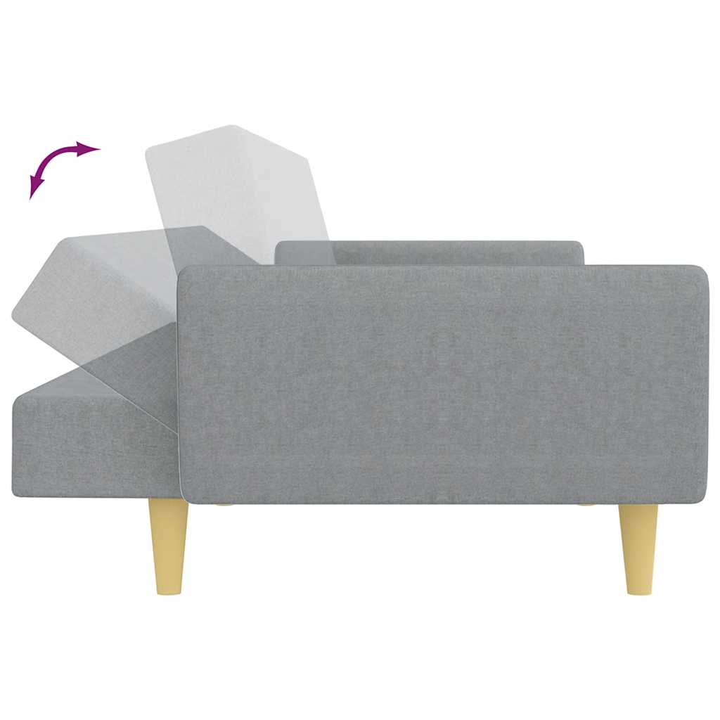 Canapé-lit à 2 places avec repose-pied gris clair tissu - XIOS