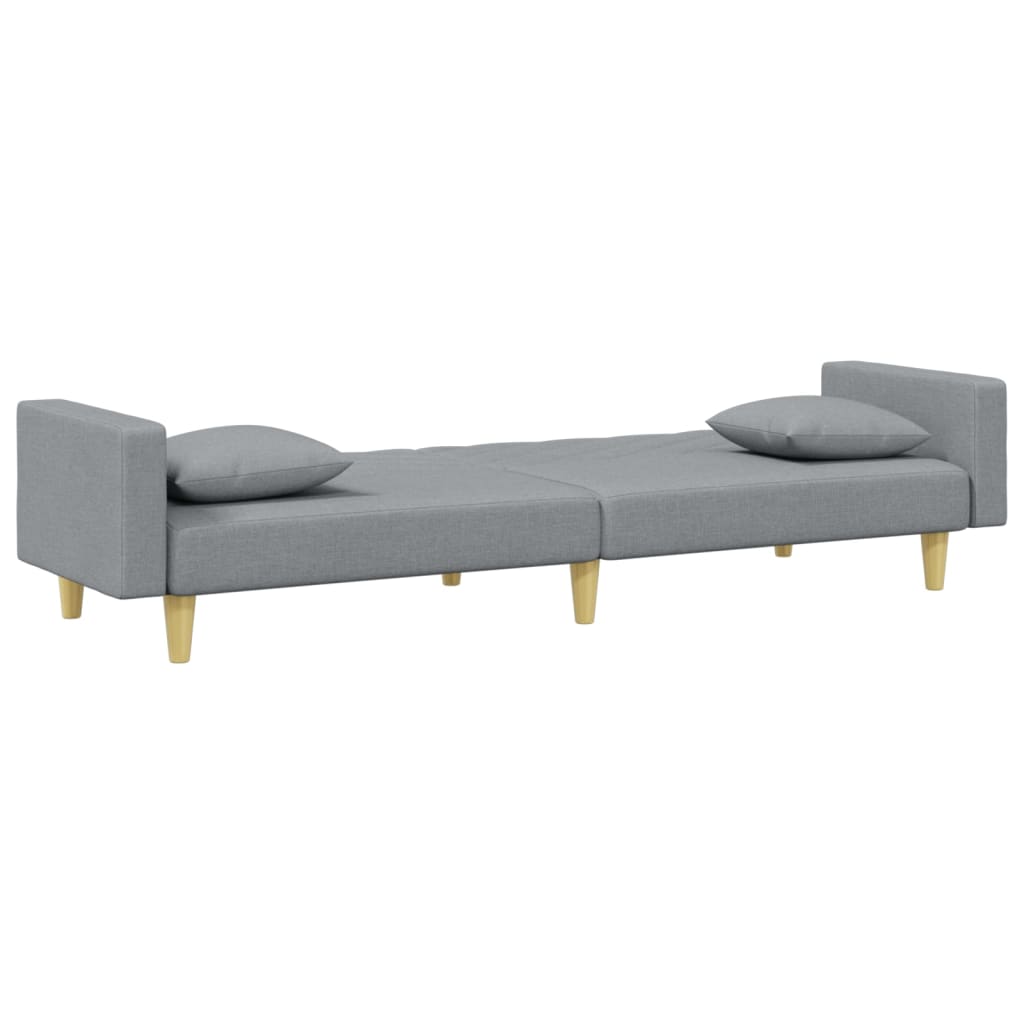 Canapé-lit à 2 places avec oreillers et repose-pied gris clair - XIOS
