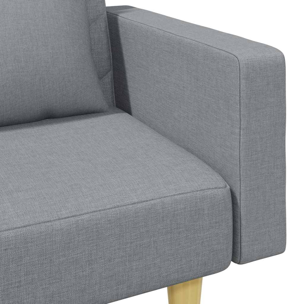 Canapé-lit à 2 places avec oreillers et repose-pied gris clair - XIOS