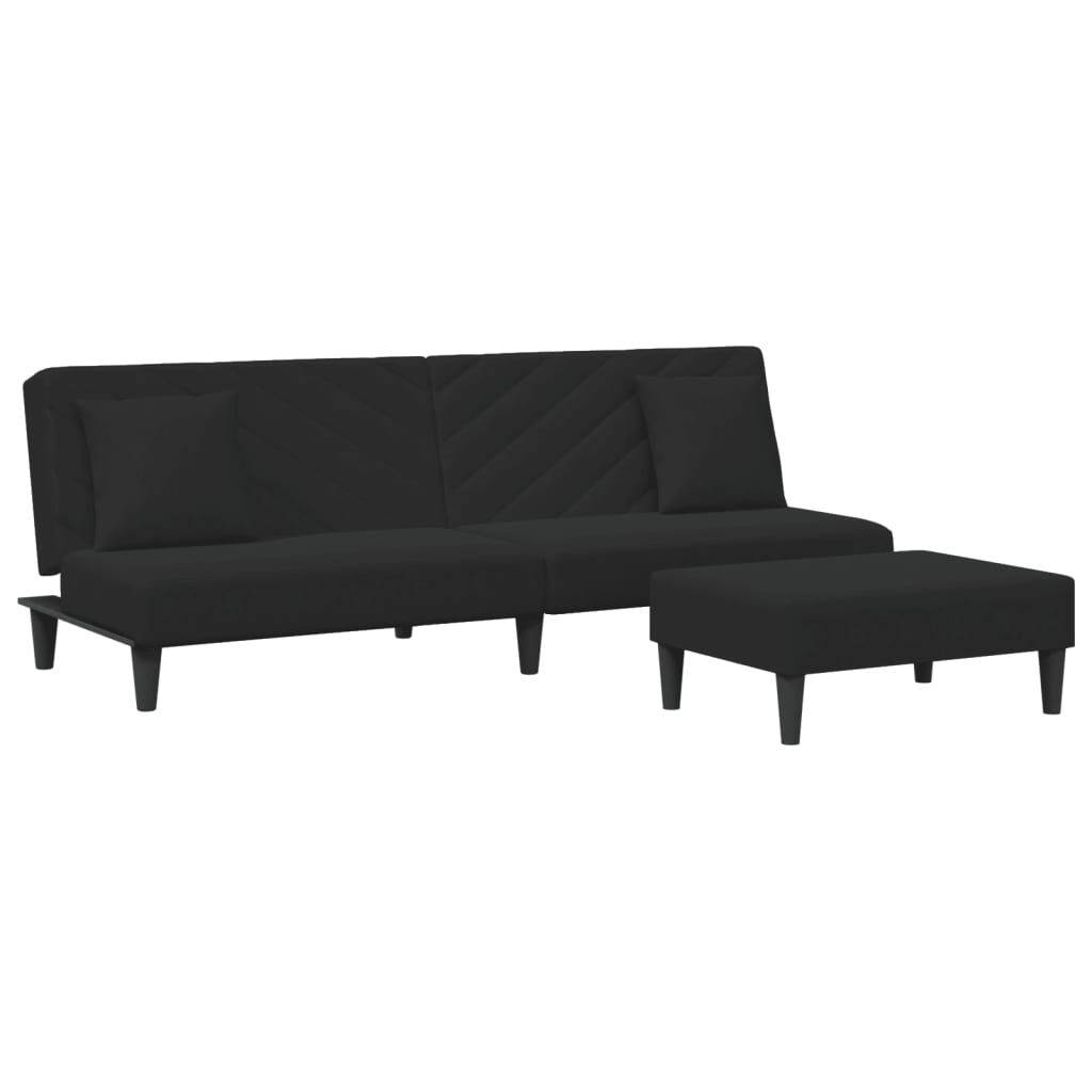 Ensemble de canapés 2 pcs avec coussins noir velours - XIOS