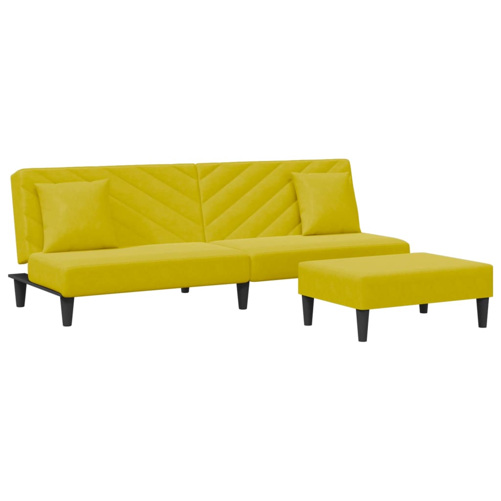 Ensemble de canapés 2 pcs avec coussins jaune velours - XIOS