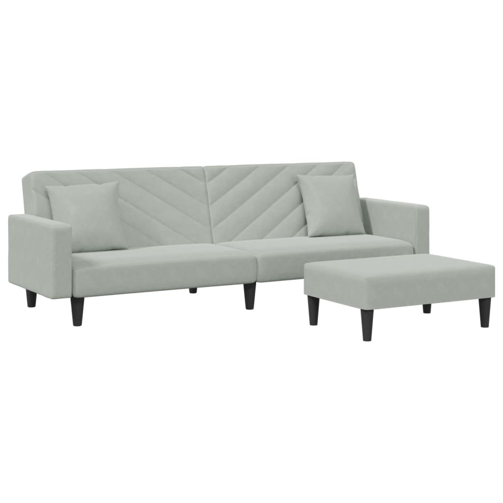Ensemble de canapés 2 pcs avec coussins gris clair velours - XIOS