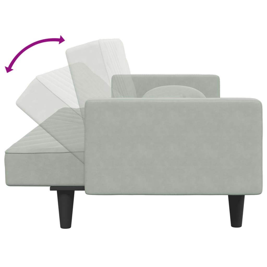 Ensemble de canapés 2 pcs avec coussins gris clair velours - XIOS