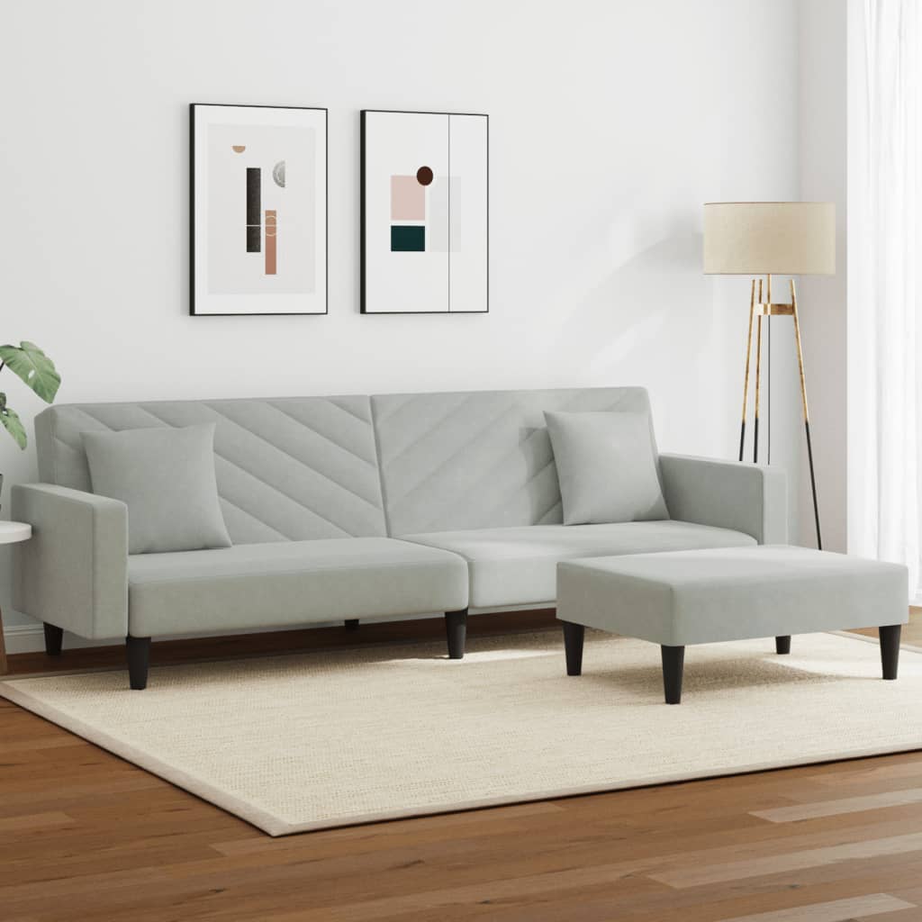 Ensemble de canapés 2 pcs avec coussins gris clair velours - XIOS