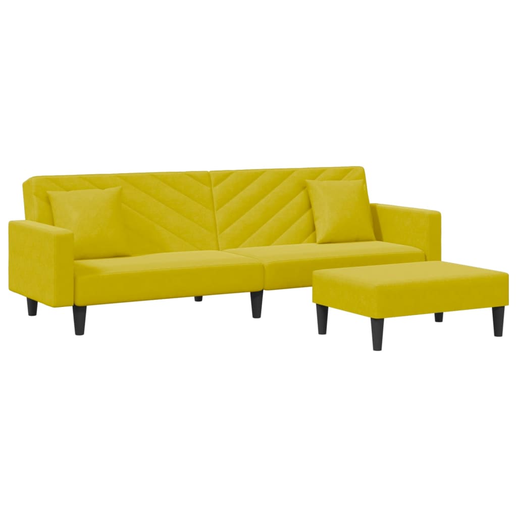 Ensemble de canapés 2 pcs avec coussins jaune velours - XIOS