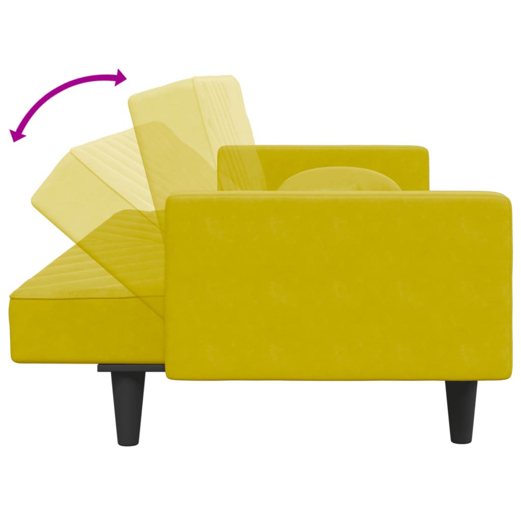 Ensemble de canapés 2 pcs avec coussins jaune velours - XIOS