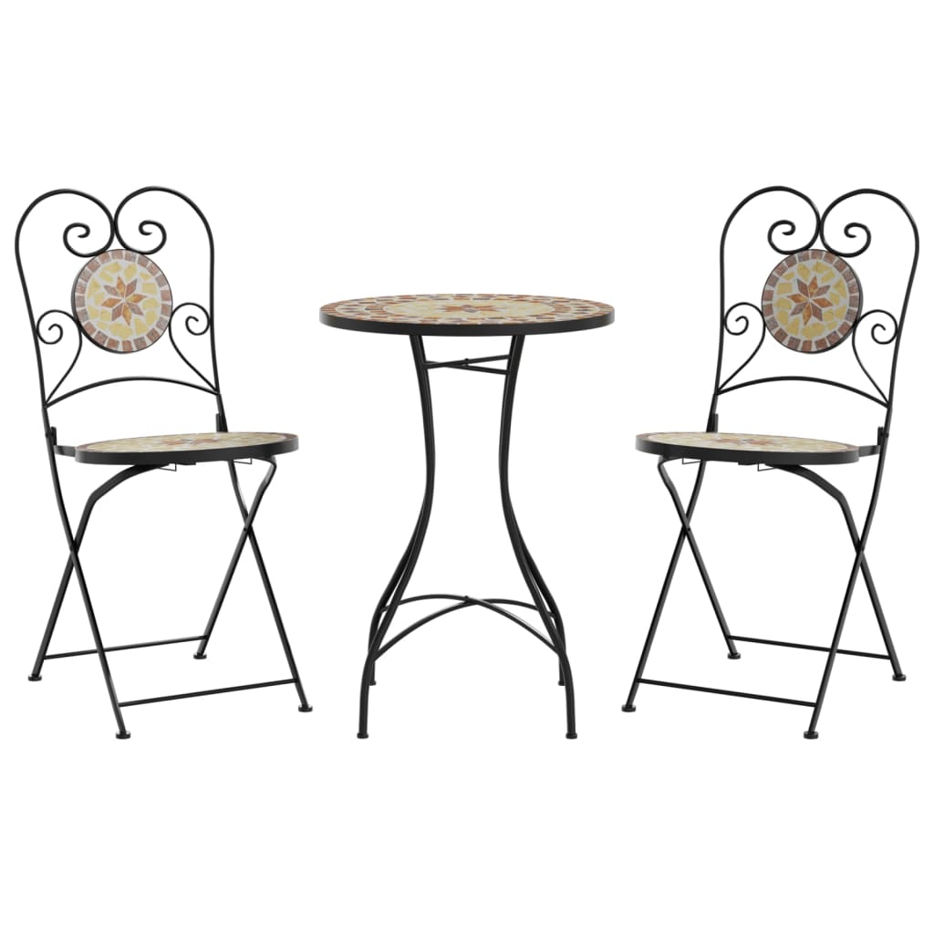 Ensemble de bistro mosaïque terre cuite blanc fer et céramique - XIOS