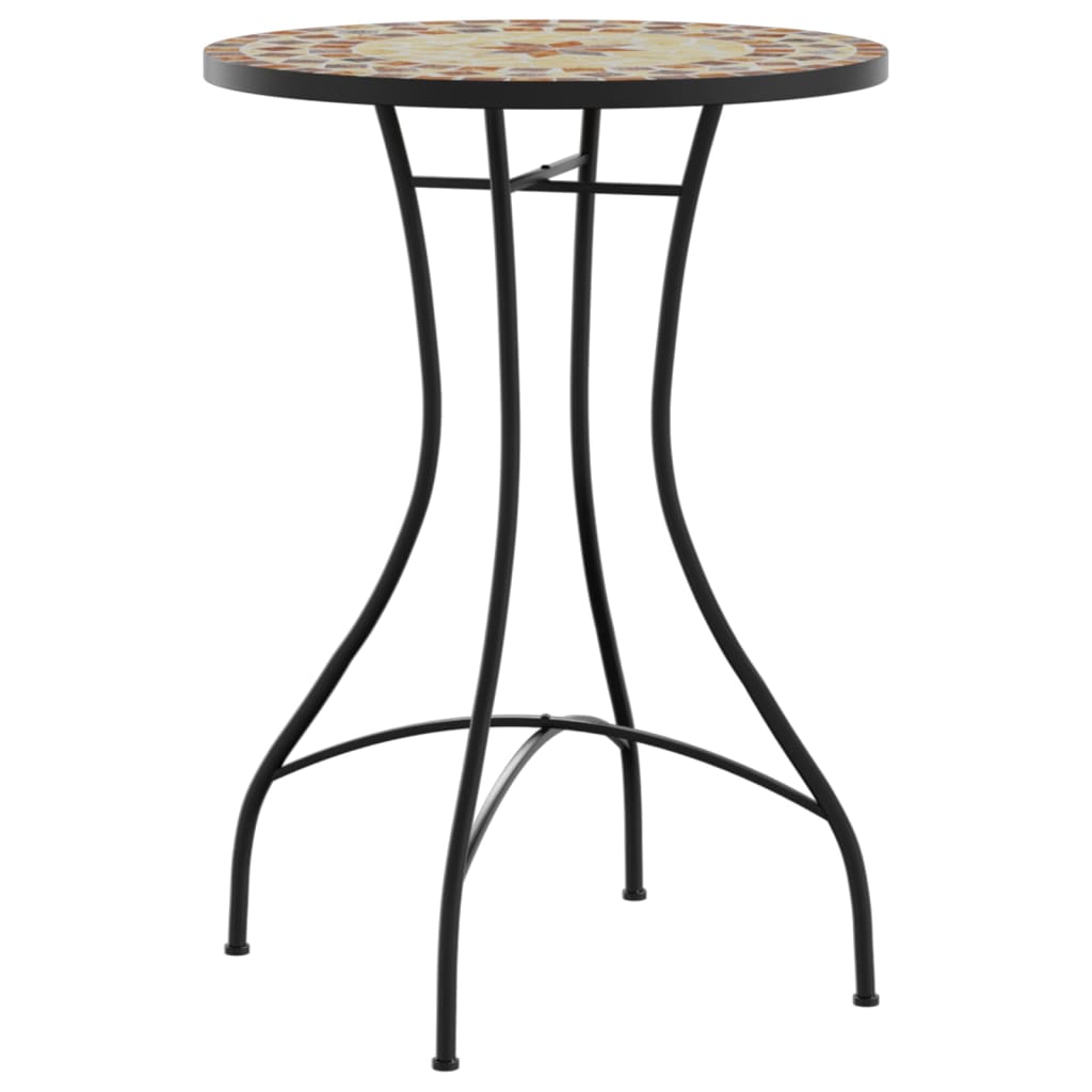 Ensemble de bistro mosaïque terre cuite blanc fer et céramique