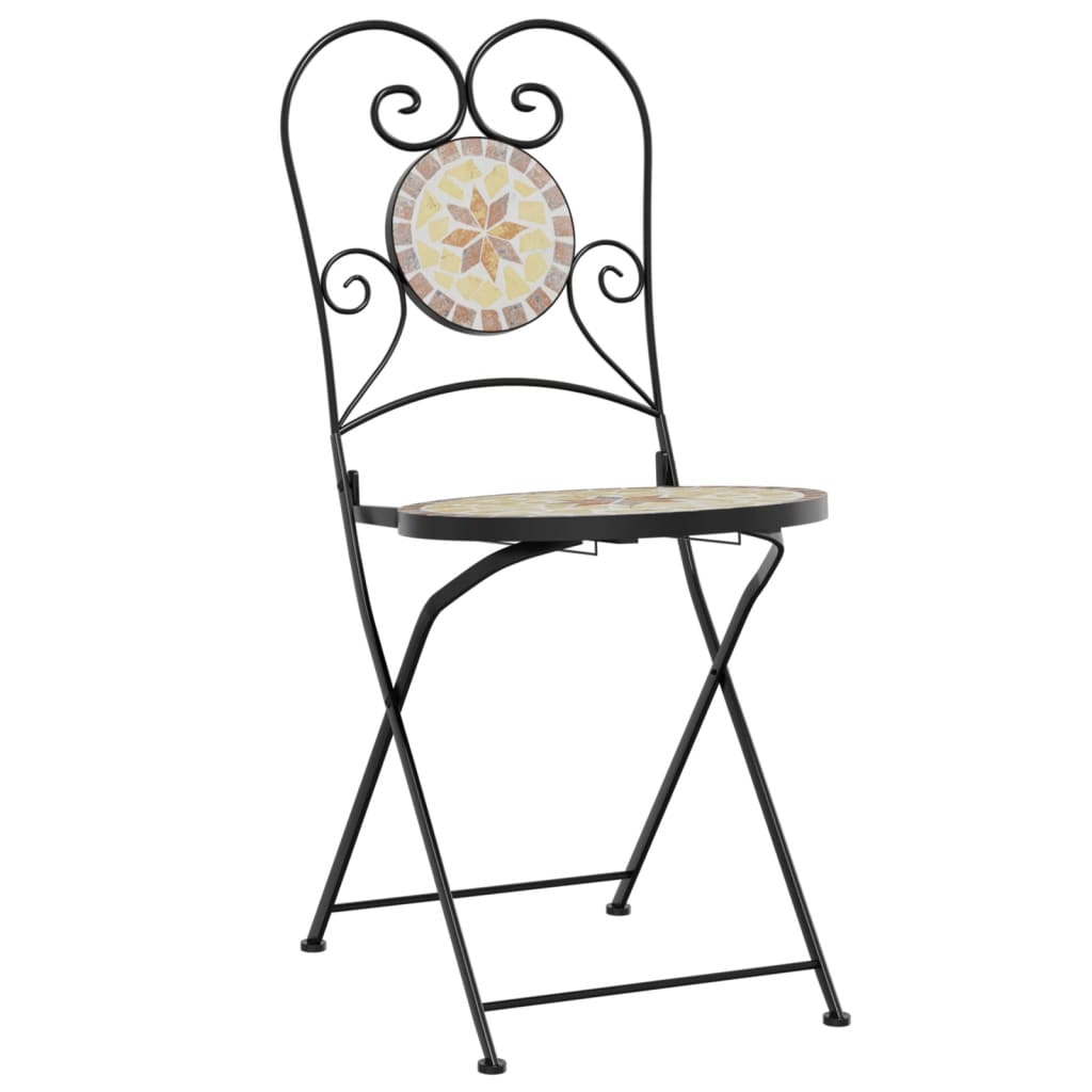 Ensemble de bistro mosaïque terre cuite blanc fer et céramique