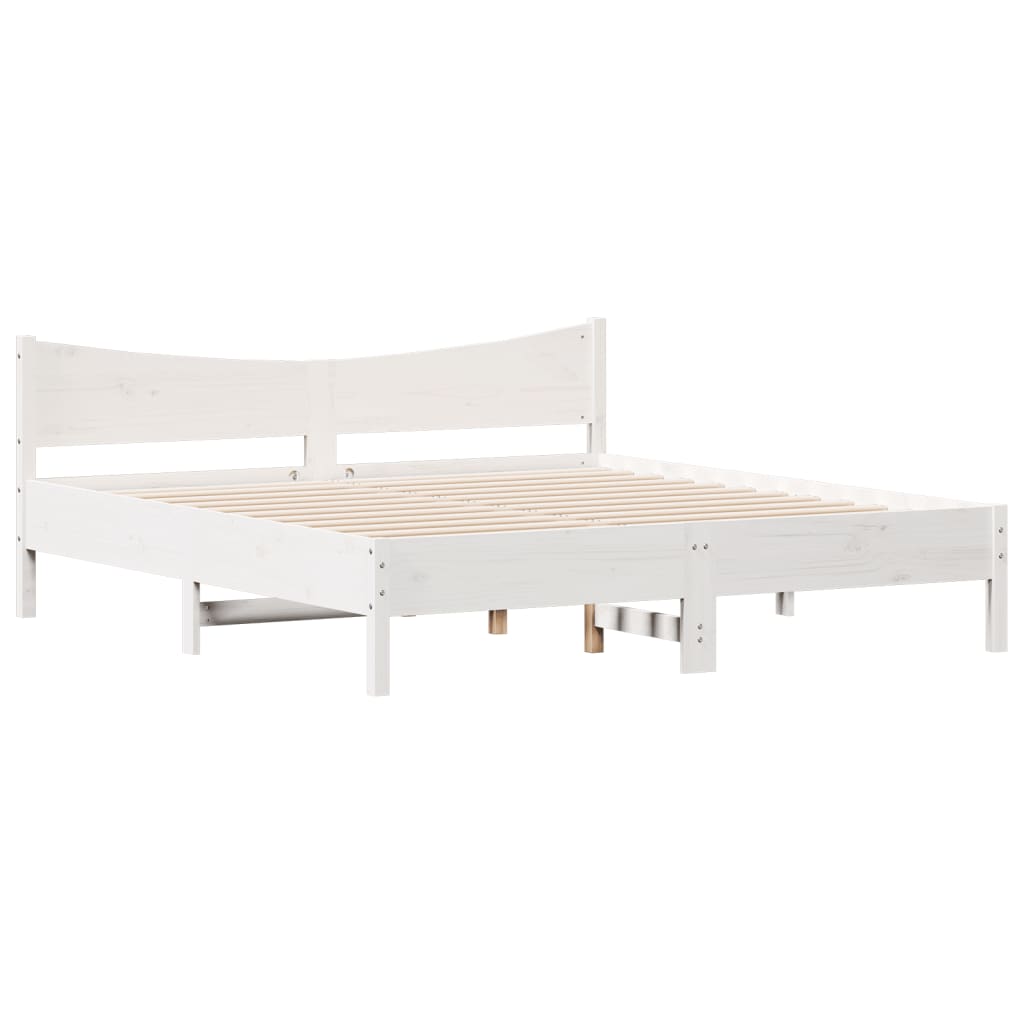Cadre de lit sans matelas blanc 200x200 cm bois massif de pin - XIOS