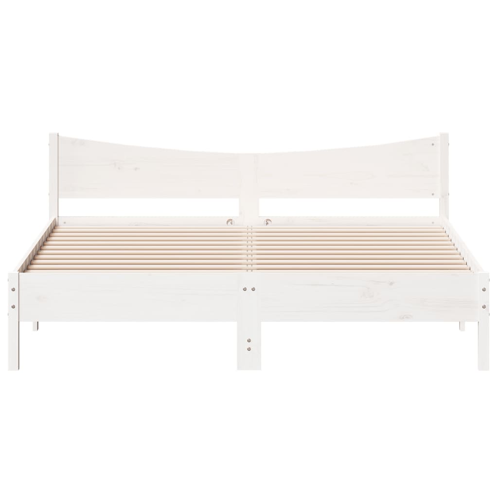 Cadre de lit sans matelas blanc 200x200 cm bois massif de pin - XIOS