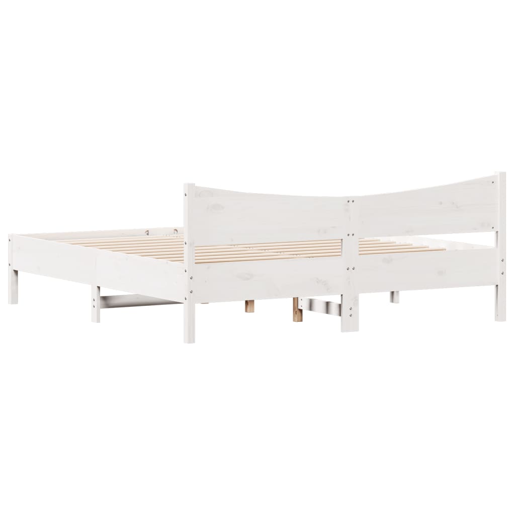 Cadre de lit sans matelas blanc 200x200 cm bois massif de pin - XIOS