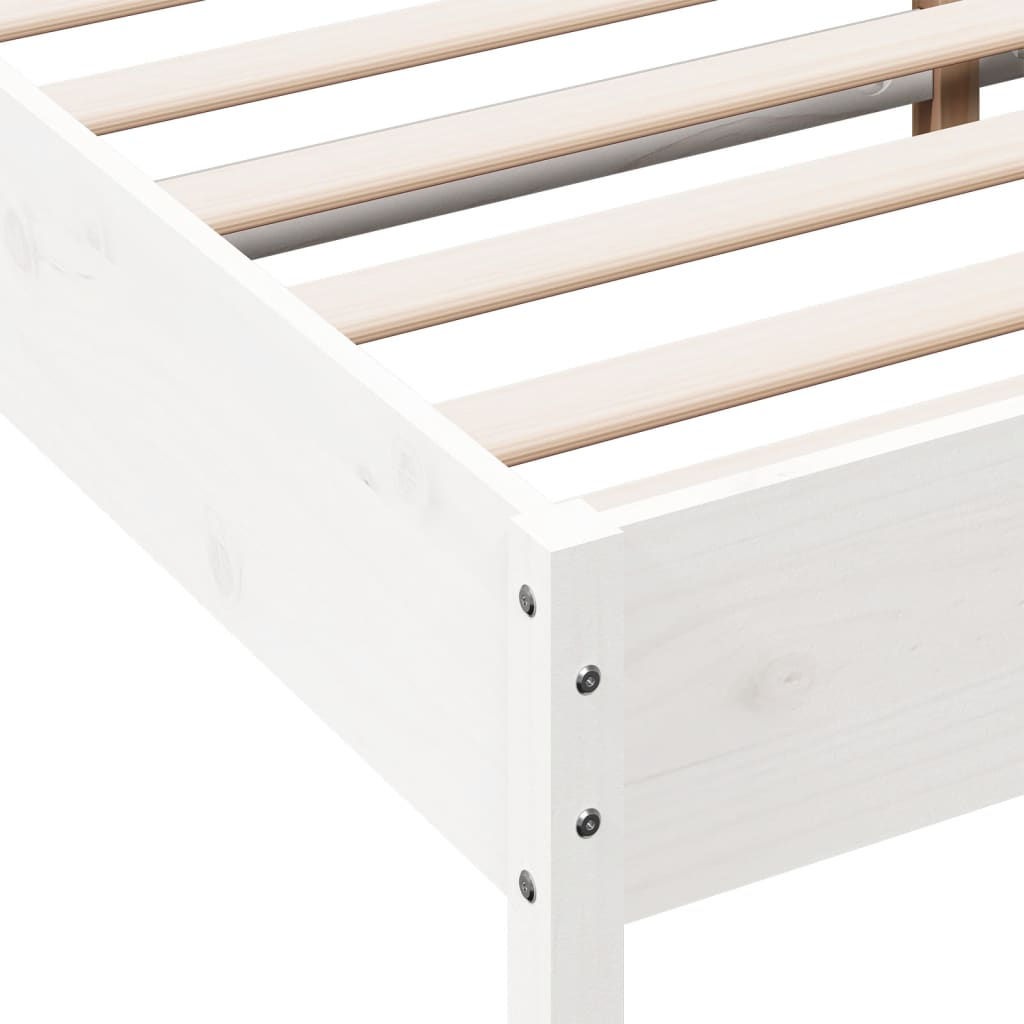 Cadre de lit sans matelas blanc 200x200 cm bois massif de pin - XIOS