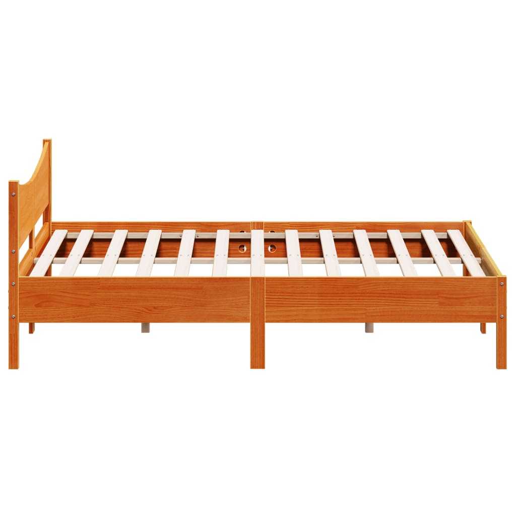 Cadre de lit sans matelas cire marron 200x200cm bois pin massif - XIOS