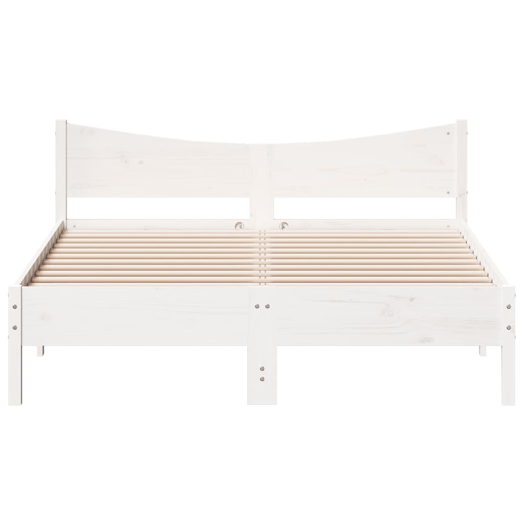 Cadre de lit sans matelas blanc 160x200 cm bois de pin massif - XIOS