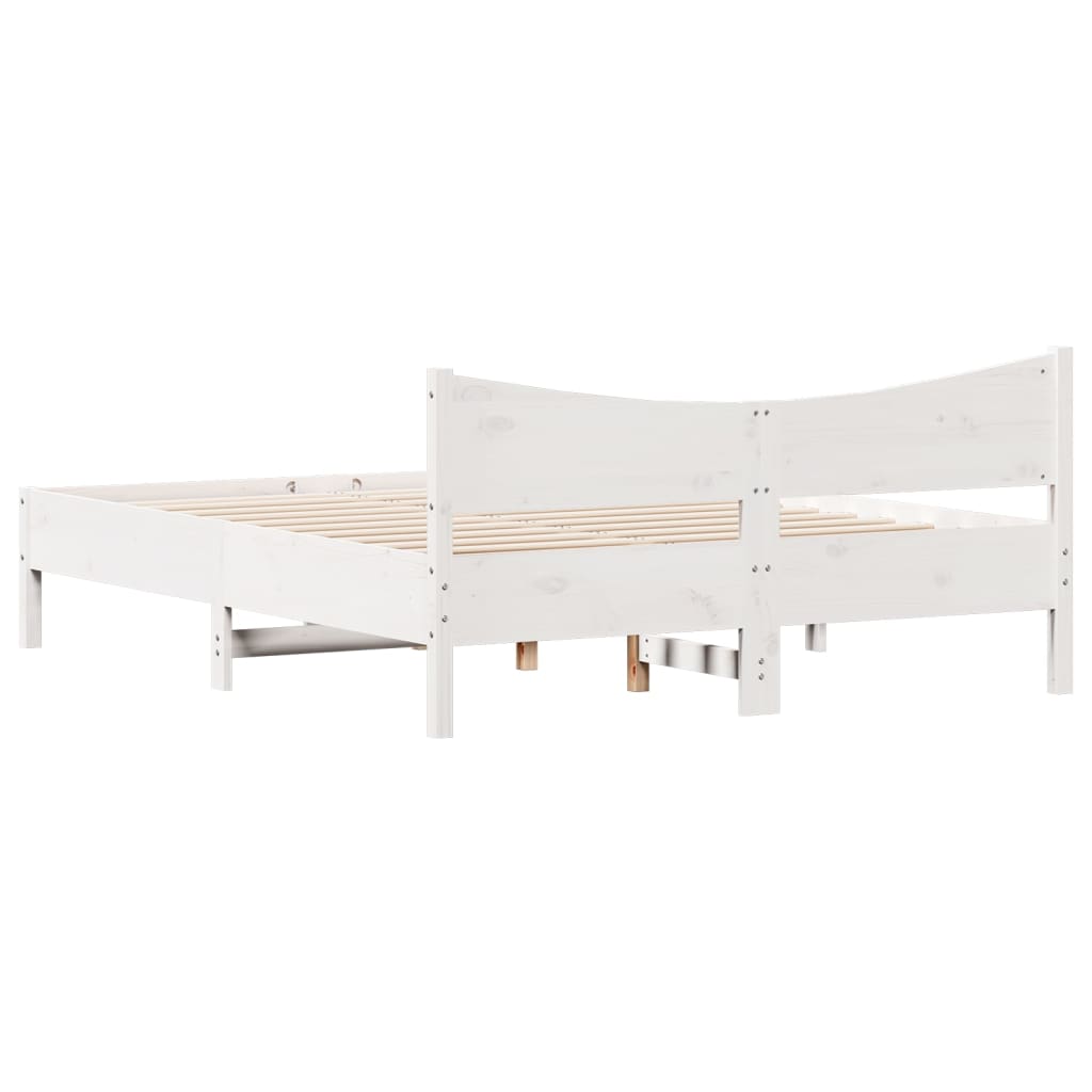 Cadre de lit sans matelas blanc 160x200 cm bois de pin massif - XIOS