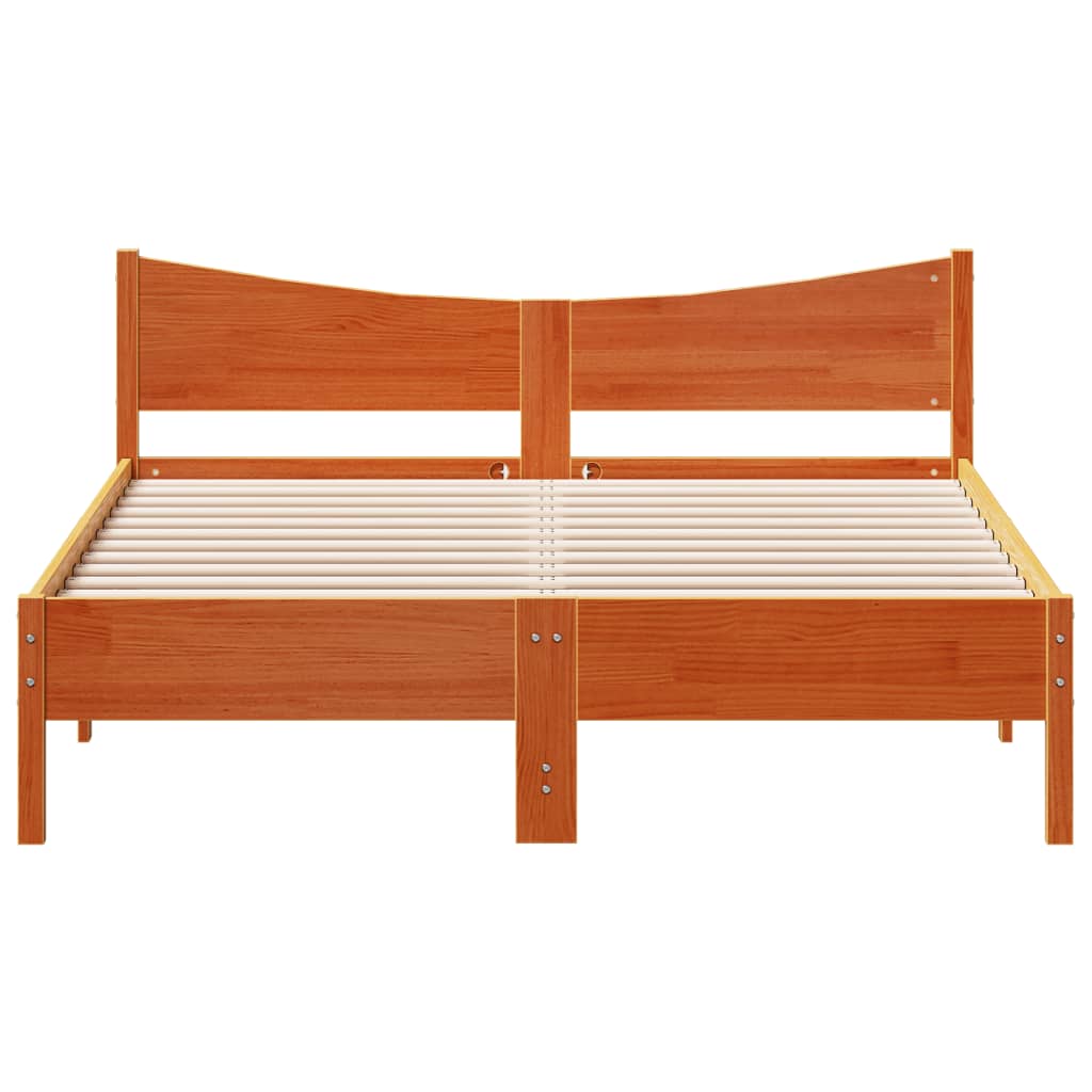 Cadre de lit sans matelas cire marron 160x200cm bois pin massif - XIOS