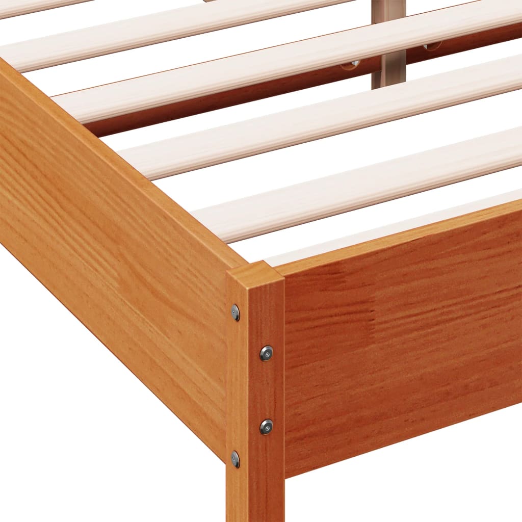 Cadre de lit sans matelas cire marron 160x200cm bois pin massif - XIOS