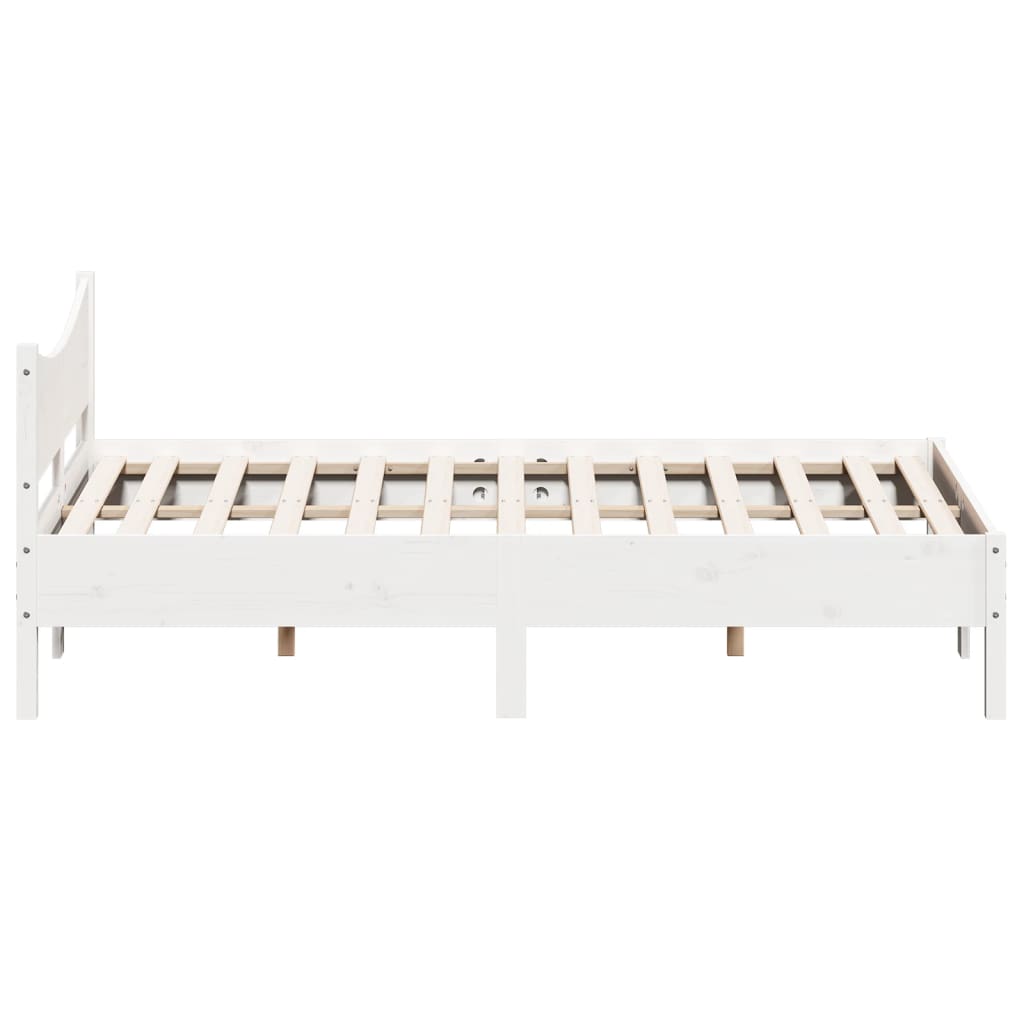 Cadre de lit sans matelas blanc 150x200 cm bois de pin massif - XIOS