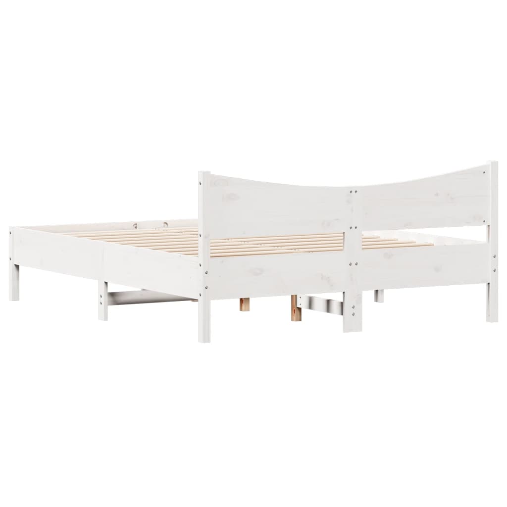 Cadre de lit sans matelas blanc 150x200 cm bois de pin massif - XIOS