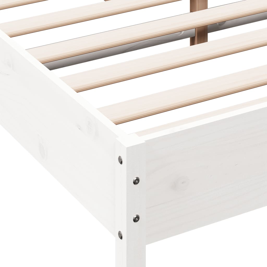 Cadre de lit sans matelas blanc 150x200 cm bois de pin massif - XIOS