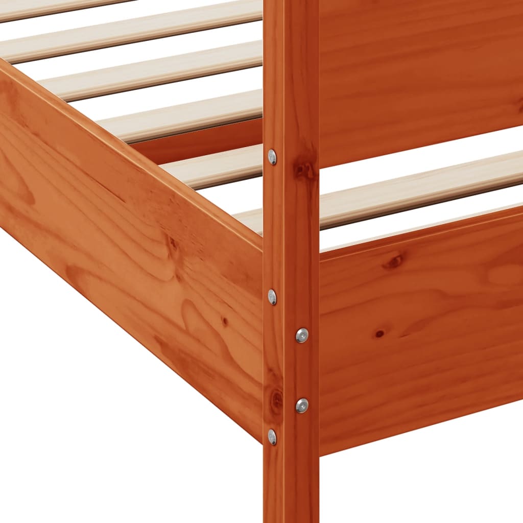 Cadre de lit sans matelas cire marron 200x200cm bois pin massif - XIOS