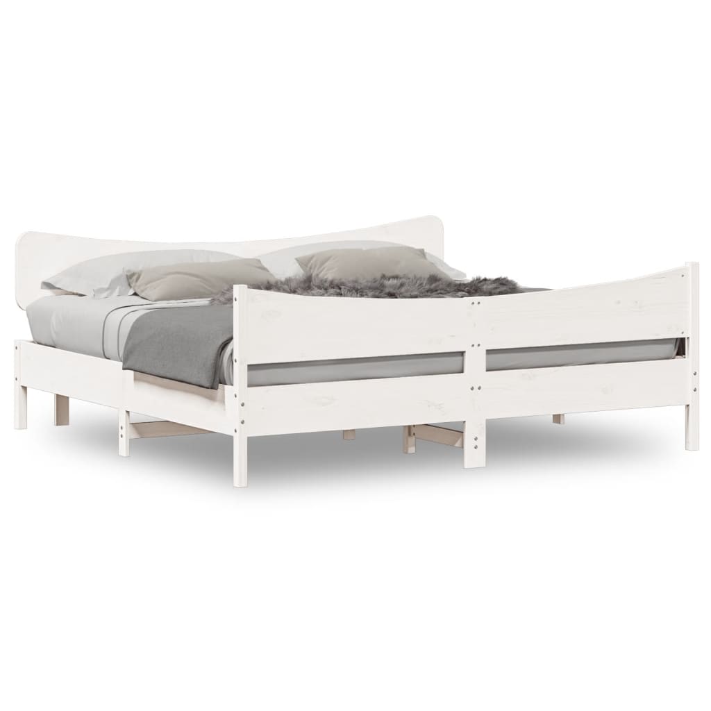 Cadre de lit sans matelas blanc 180x200 cm bois massif de pin - XIOS