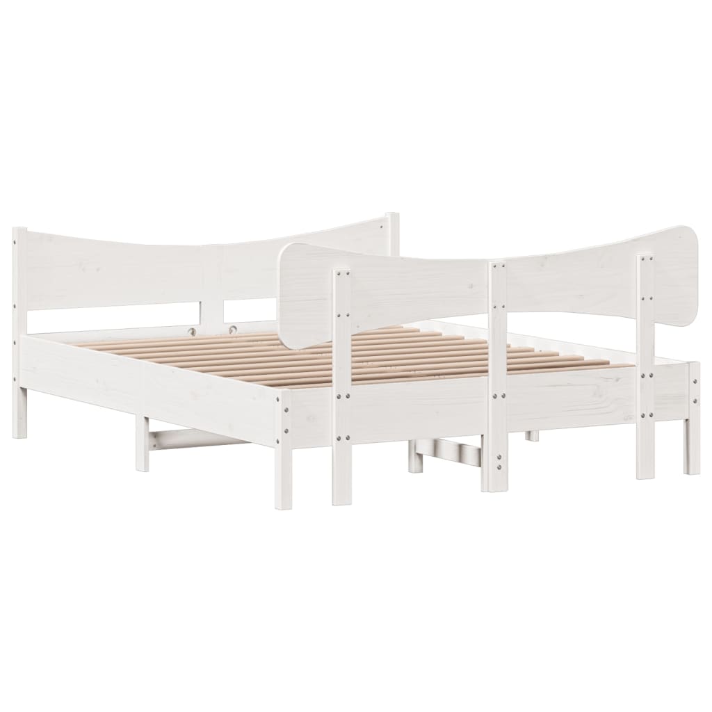Cadre de lit sans matelas blanc 160x200 cm bois de pin massif - XIOS