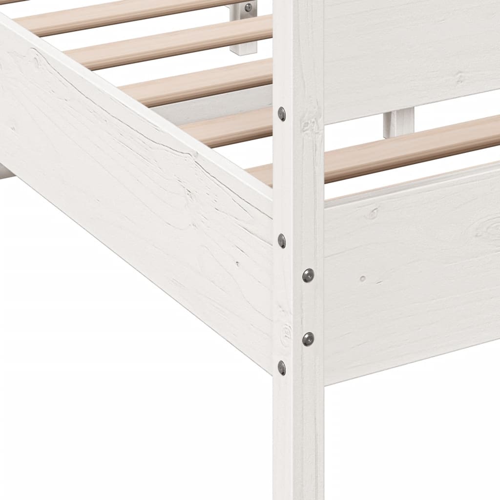 Cadre de lit sans matelas blanc 160x200 cm bois de pin massif - XIOS