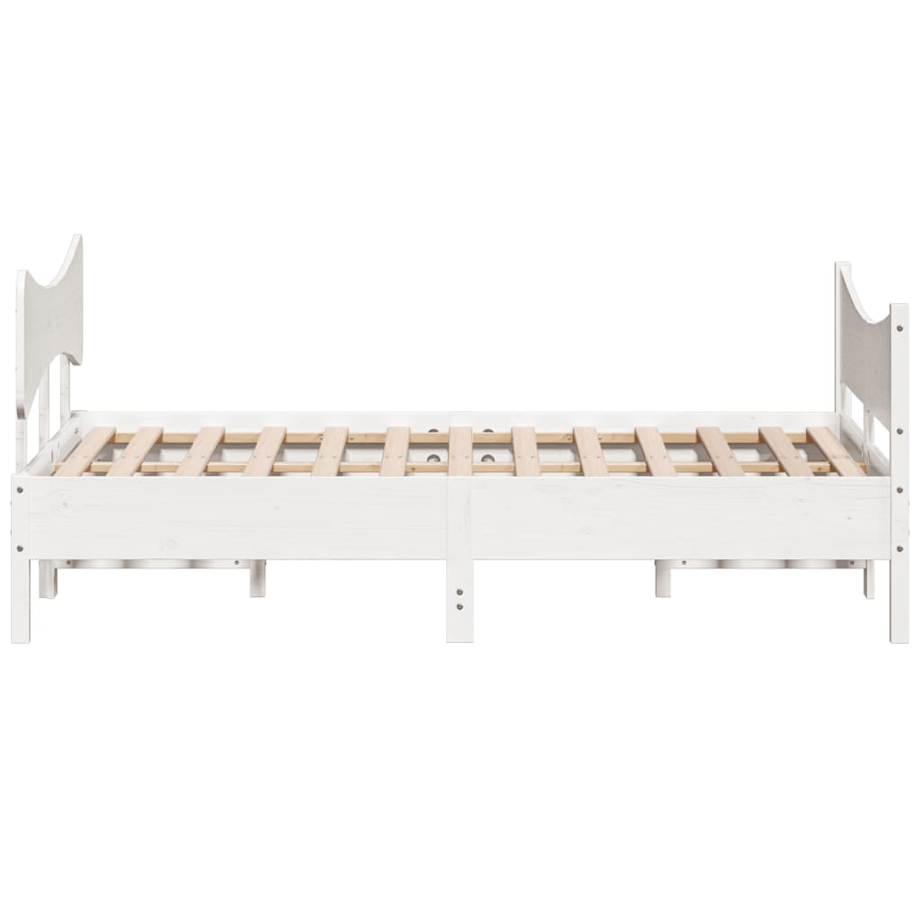 Cadre de lit sans matelas blanc 150x200 cm bois de pin massif - XIOS