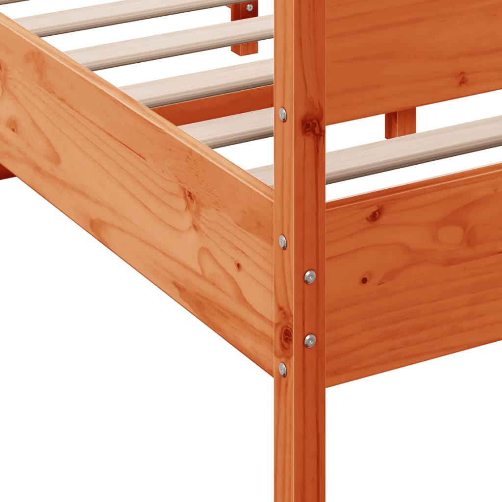 Cadre de lit sans matelas cire marron 150x200cm bois pin massif - XIOS
