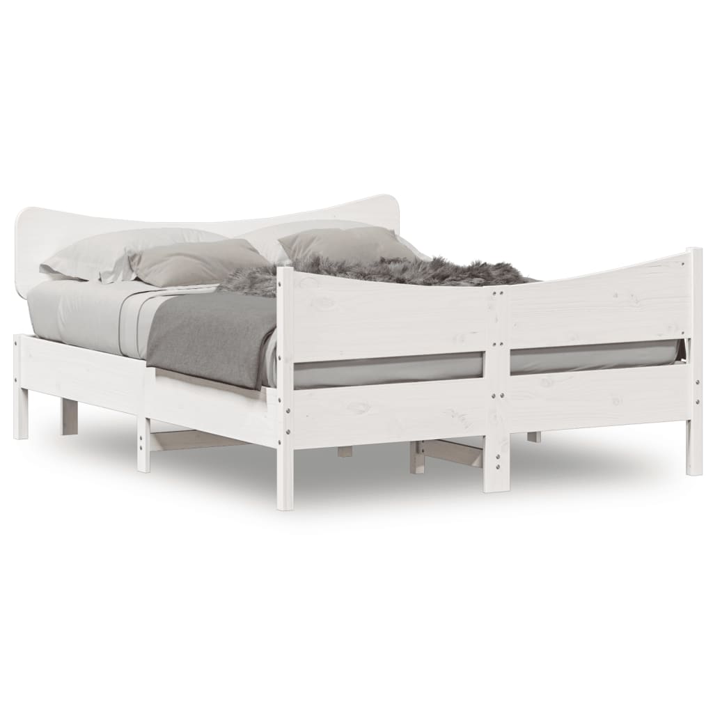 Cadre de lit sans matelas blanc 140x200 cm bois de pin massif - XIOS