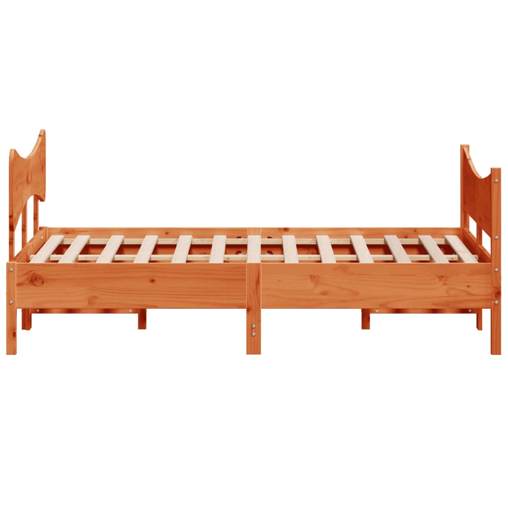 Cadre de lit sans matelas cire marron 140x190cm bois pin massif - XIOS