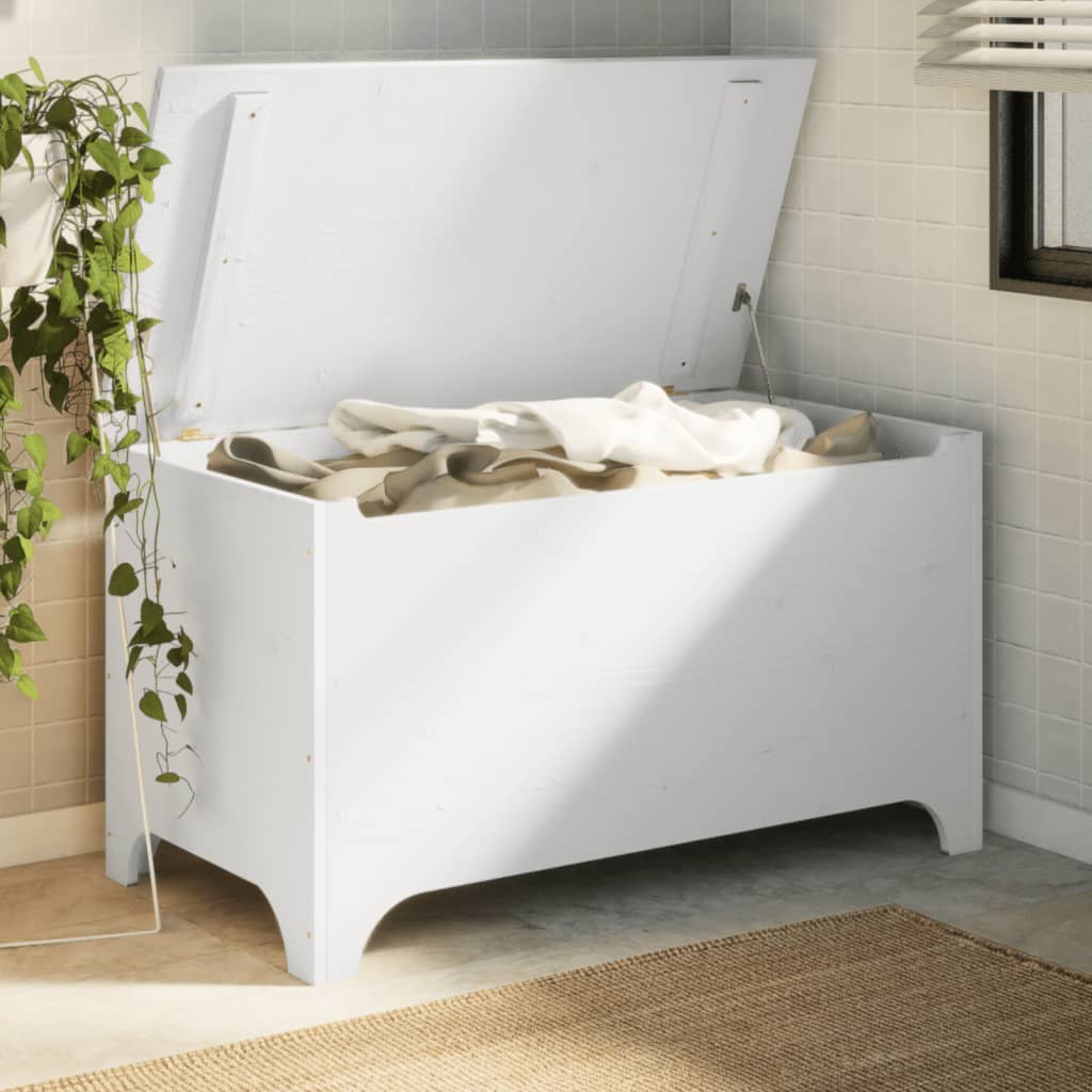 Boîte de rangement avec couvercle RANA blanc bois massif de pin Coffres de rangement vidaXL