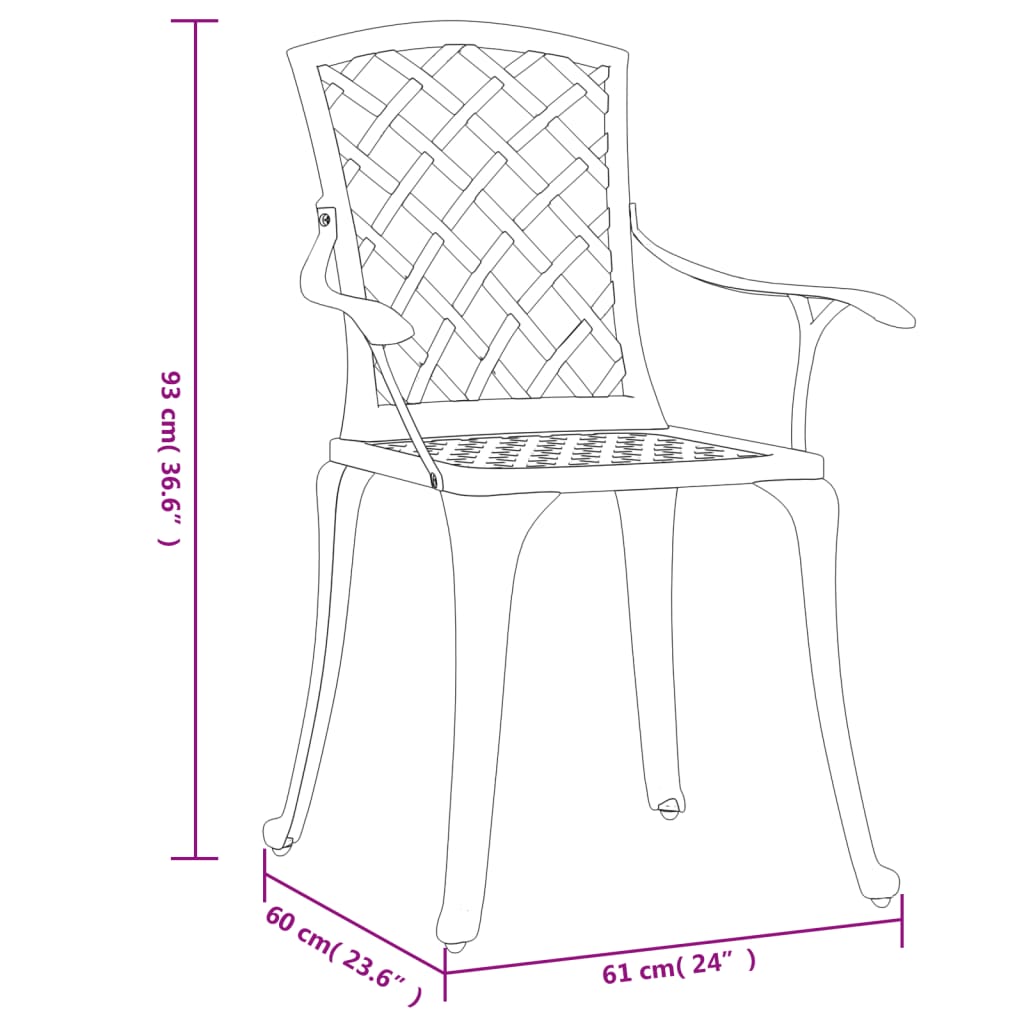 Chaises de jardin lot de 6 fonte d'aluminium blanc