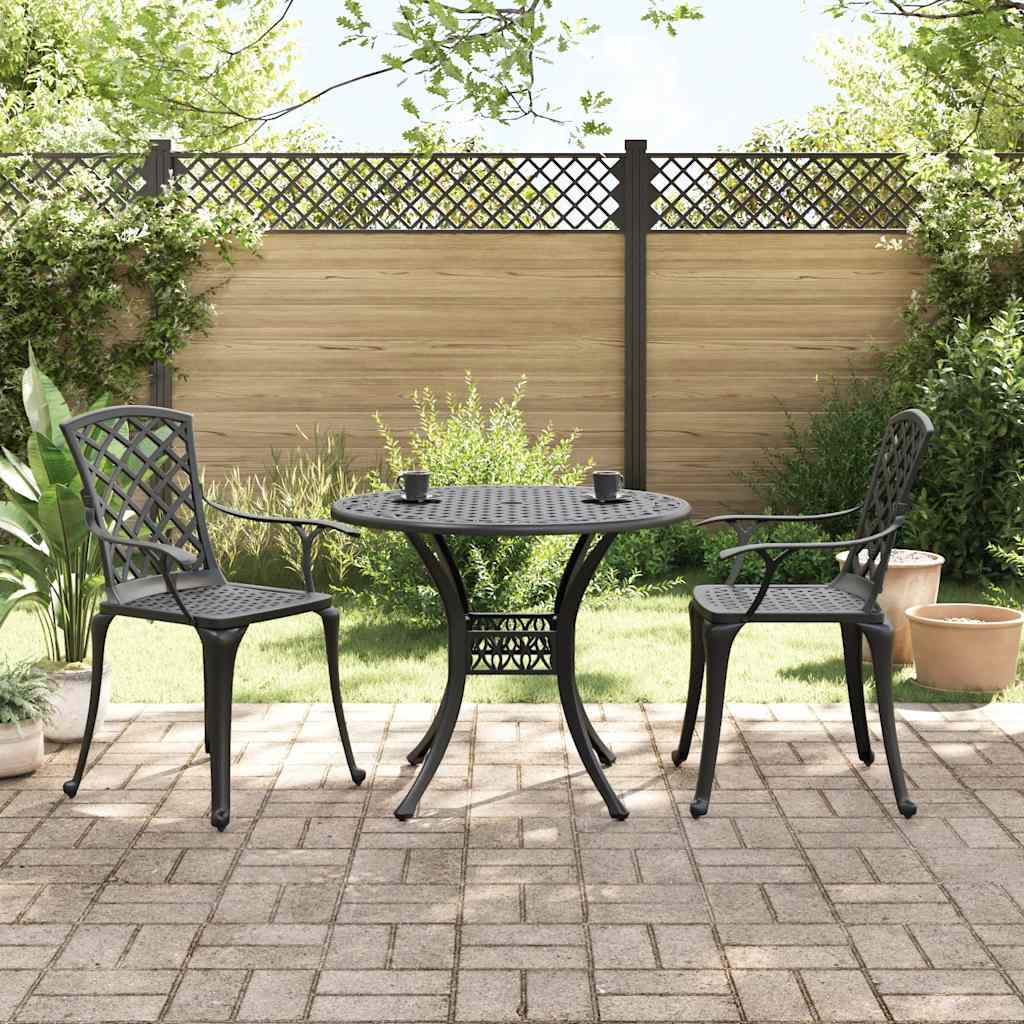 Ensemble de bistro 3 pcs noir aluminium coulé