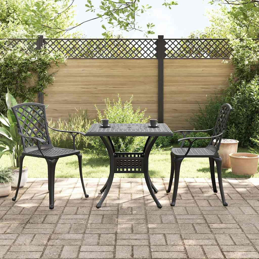 Ensemble de bistro 3 pcs noir aluminium coulé