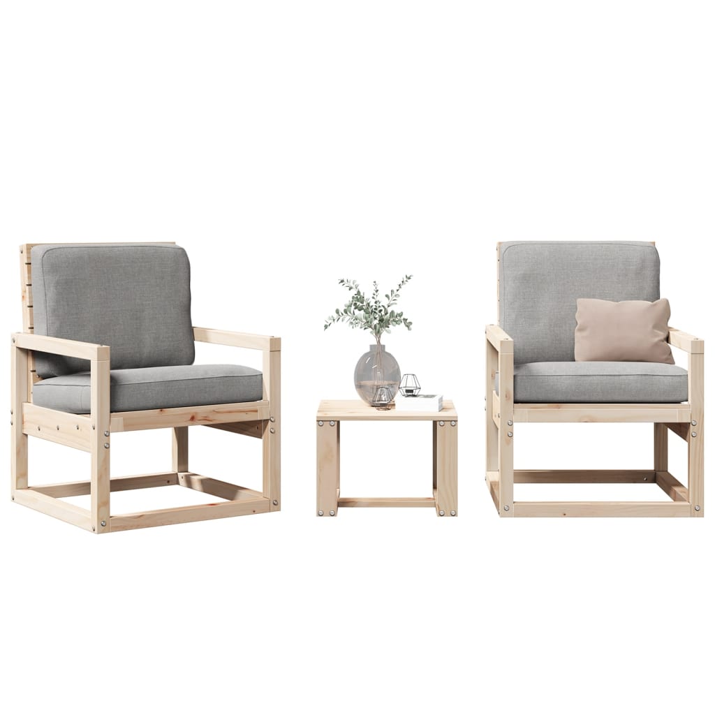 Salon de jardin 3 pcs bois massif de pin - XIOS