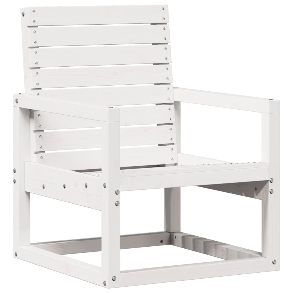 Salon de jardin 3 pcs blanc bois massif de pin - XIOS