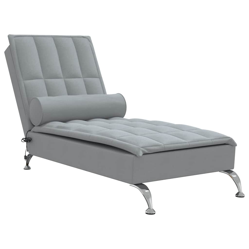 Chaise longue de massage avec traversin gris clair tissu - XIOS