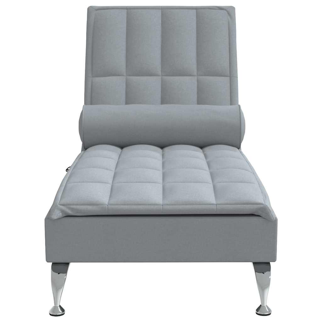 Chaise longue de massage avec traversin gris clair tissu - XIOS