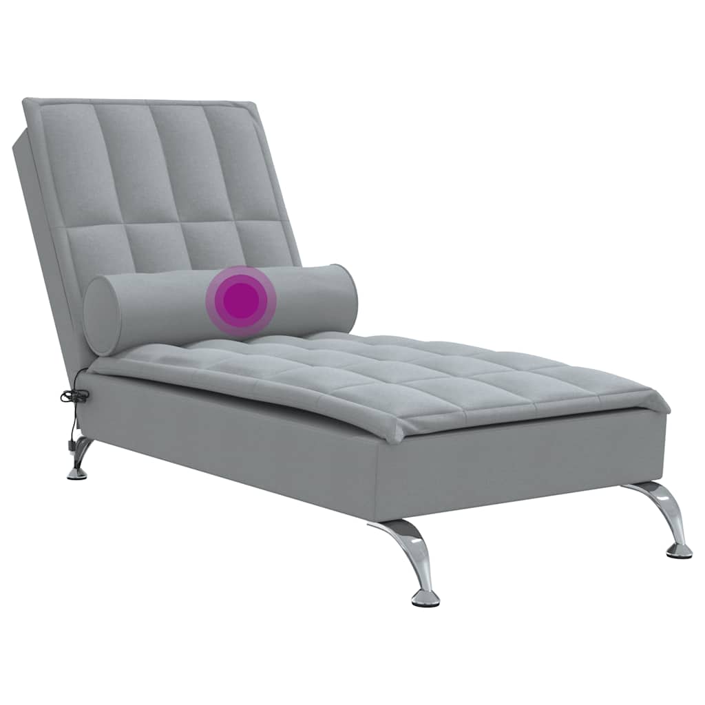 Chaise longue de massage avec traversin gris clair tissu - XIOS