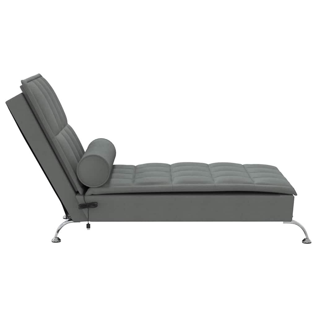 Chaise longue de massage avec traversin gris foncé tissu - XIOS