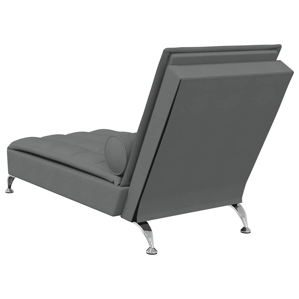 Chaise longue de massage avec traversin gris foncé tissu - XIOS