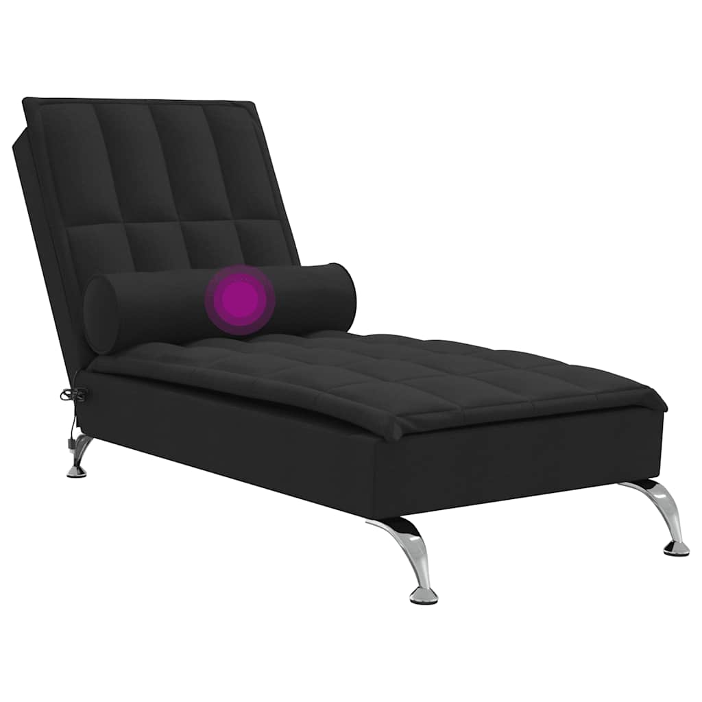 Chaise longue de massage avec traversin noir tissu - XIOS