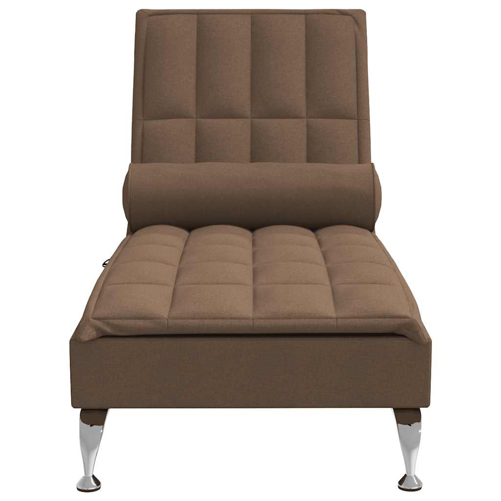 Chaise longue de massage avec traversin marron tissu - XIOS